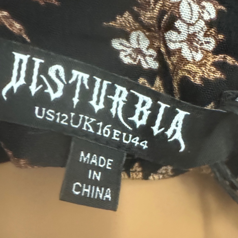 Disturbia Black Dress with Floral and Mushroom Print - Picture 15 of 15